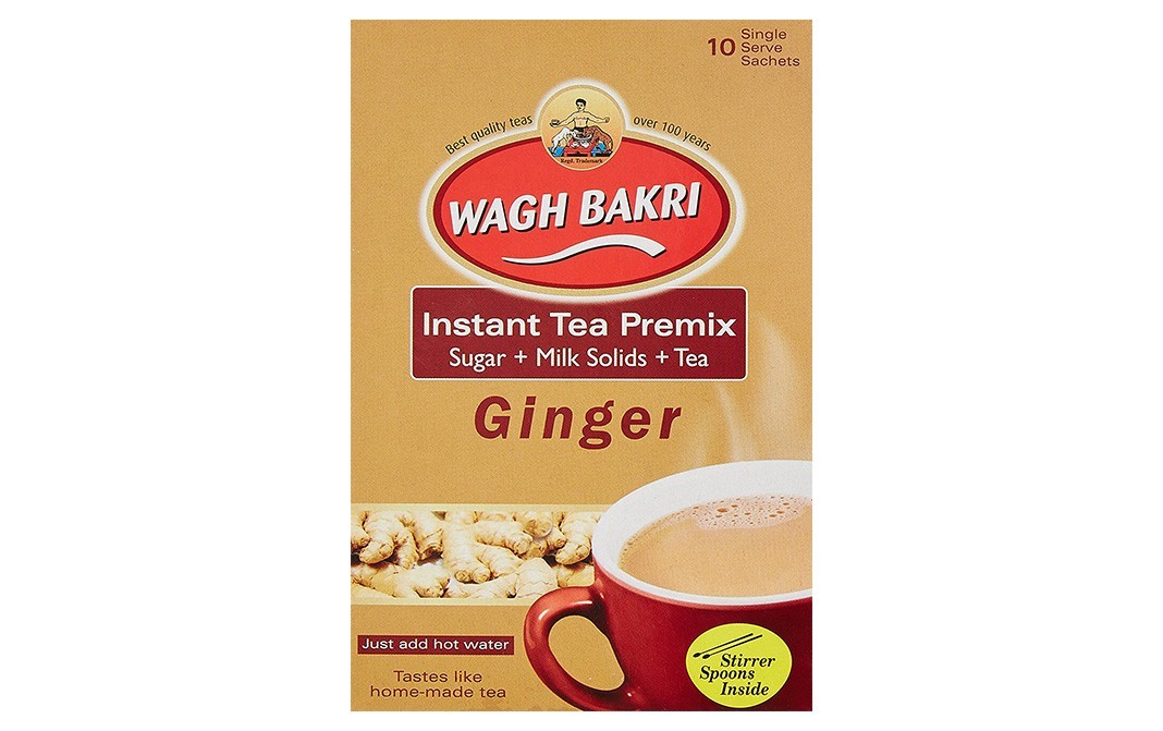 Wagh Bakri Instant Tea Premix Ginger (Sugar + Milk Solids + Tea)   Box  140 grams